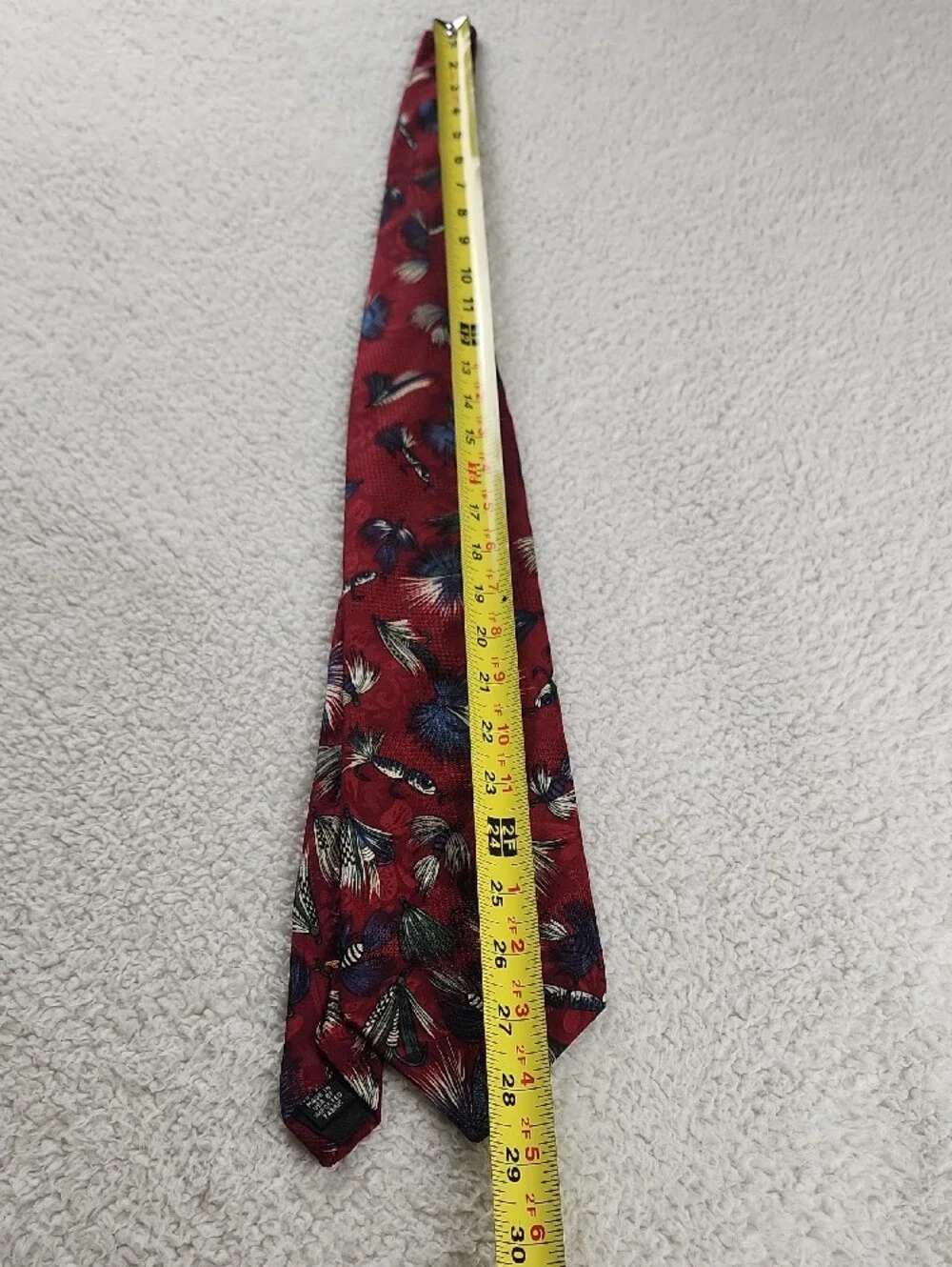 Red Fishing Fly Flytying Fisherman Pattern Men's Silk Tie